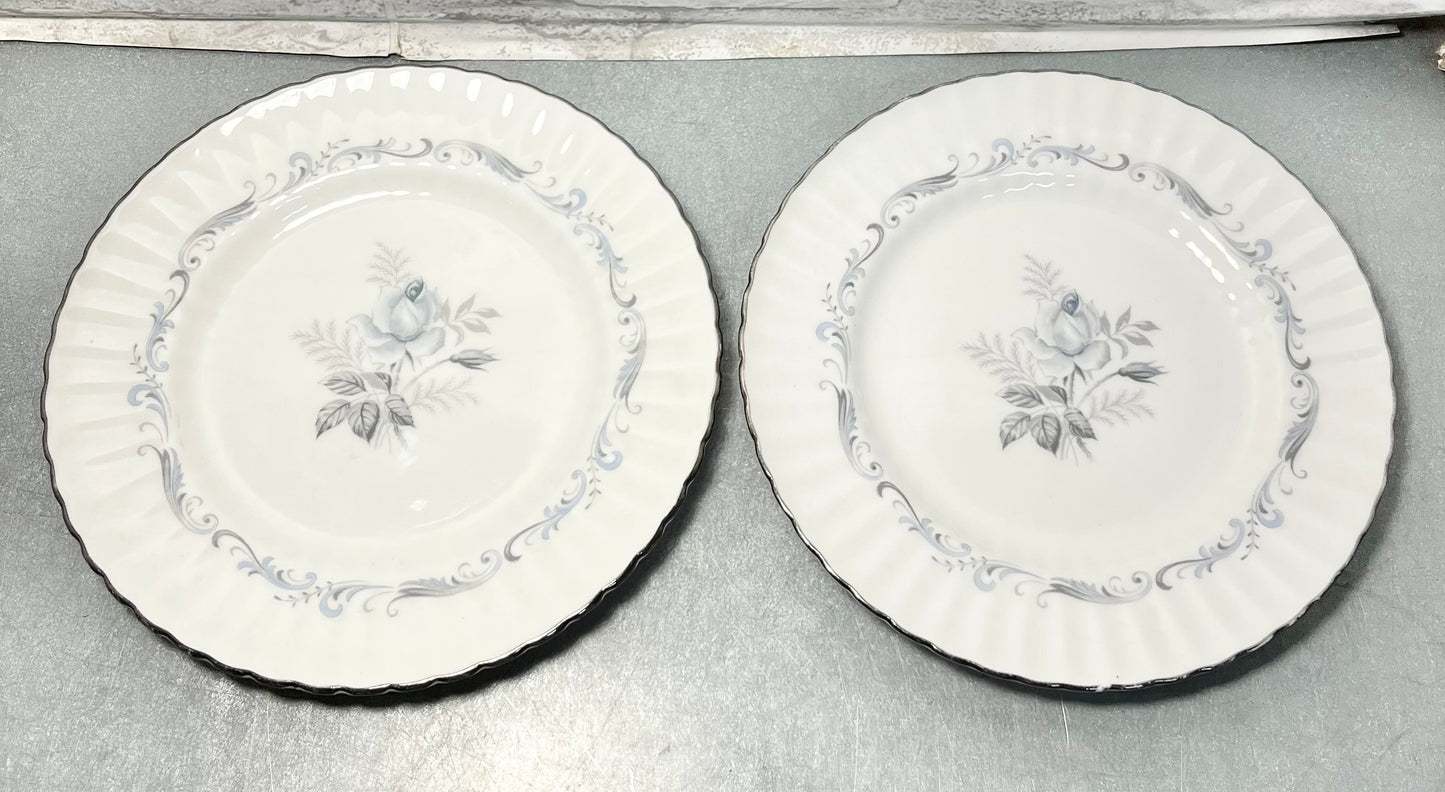 Vintage Paragon “Morning Rose” Silver Rim Dinner Dish Set Of 7