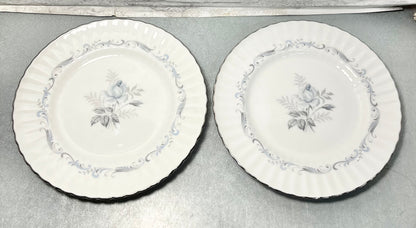 Vintage Paragon “Morning Rose” Silver Rim Dinner Dish Set Of 7