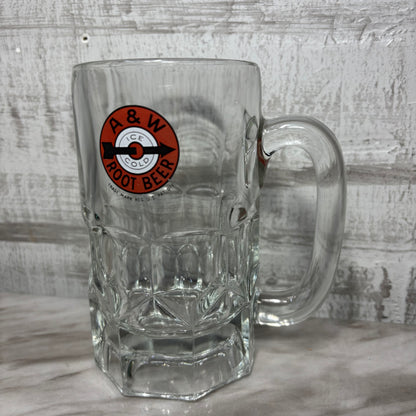 Vintage Large A & W Root Beer Glass Mug Red Arrow Bullseye Logo
