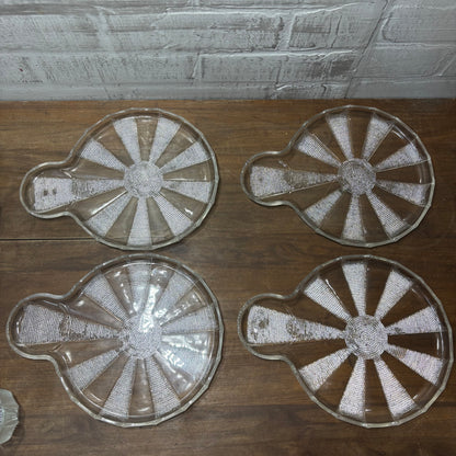 Vintage Jeannette Dewdrop Glass Snack Set Pinwheel Plates With Cups Set Of 4