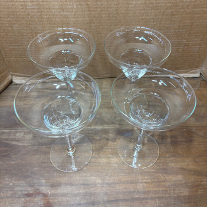 Vintage Handblown Margarita Glasses Set Of 4