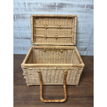 Vintage Wicker Rattan Picnic Basket Handles