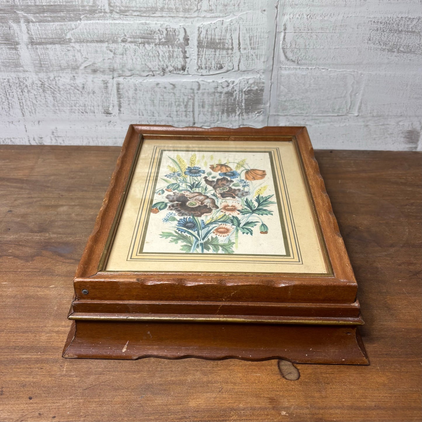 Vintage Wooden Floral Jewelry Box