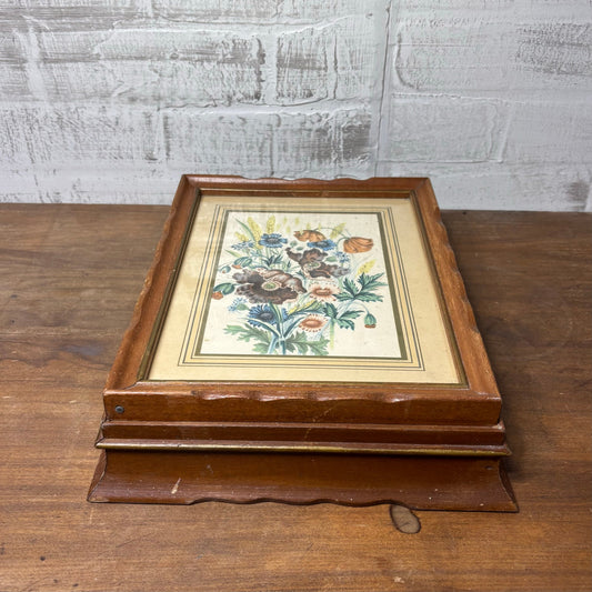 Vintage Wooden Floral Jewelry Box