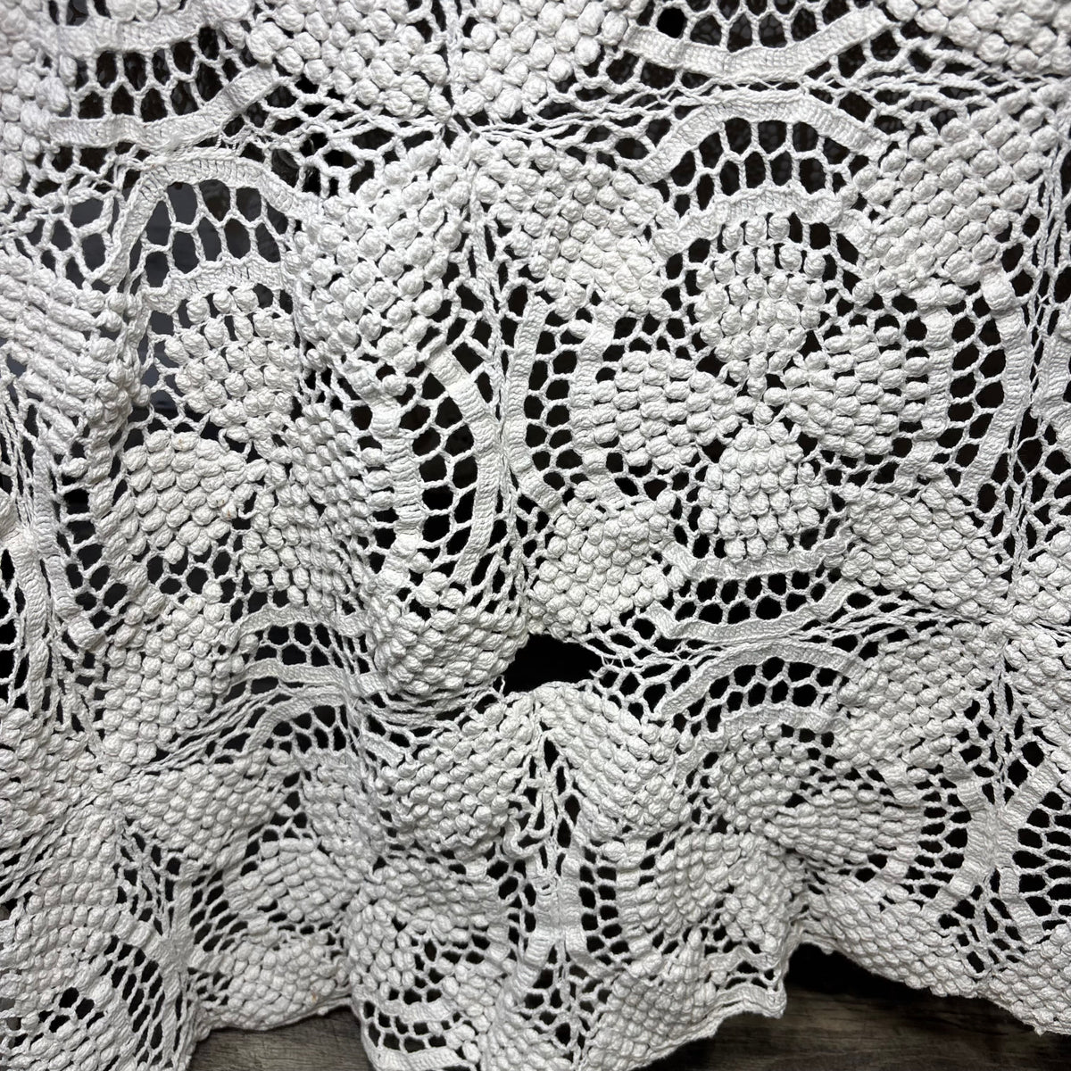 Vintage Hand Crocheted Medallion Lace Bedspread