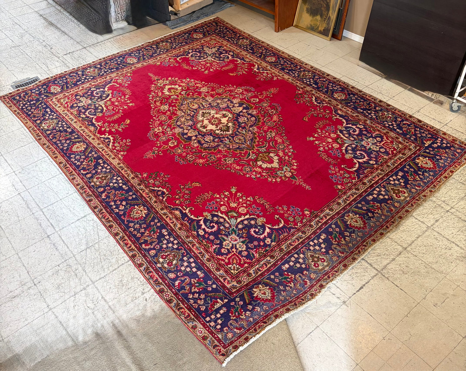 Vintage Hand-Knotted 100% Wool Area Rug 9’8” x 13’ at Post Furnishings in Canby Oregon