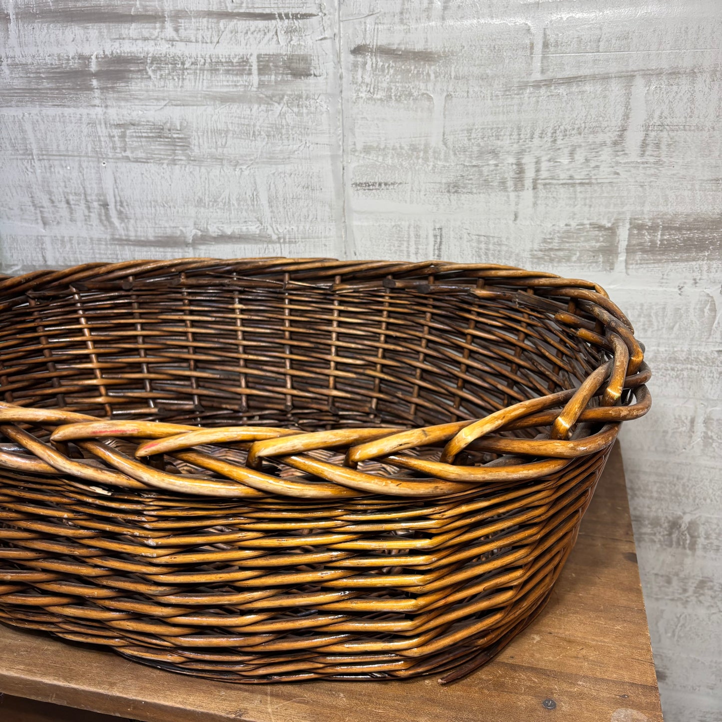 Dark Brown Oval Shaped Wicker Basket