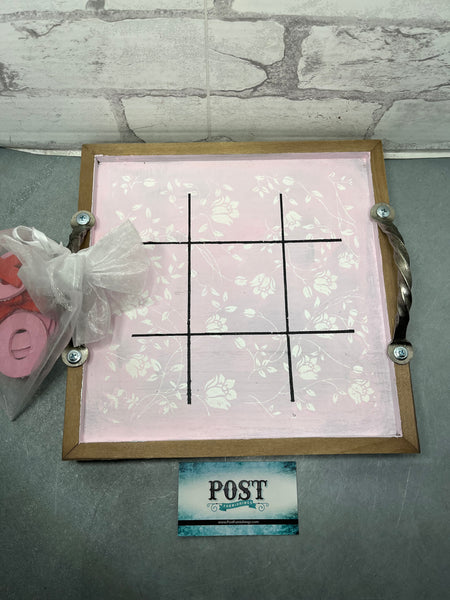 Floral Pink Tic Tac Toe Board