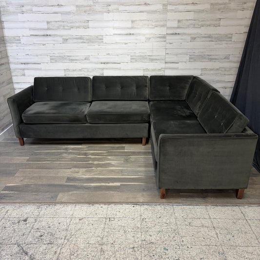 Dark Green 2pc Sectional Modern Couch