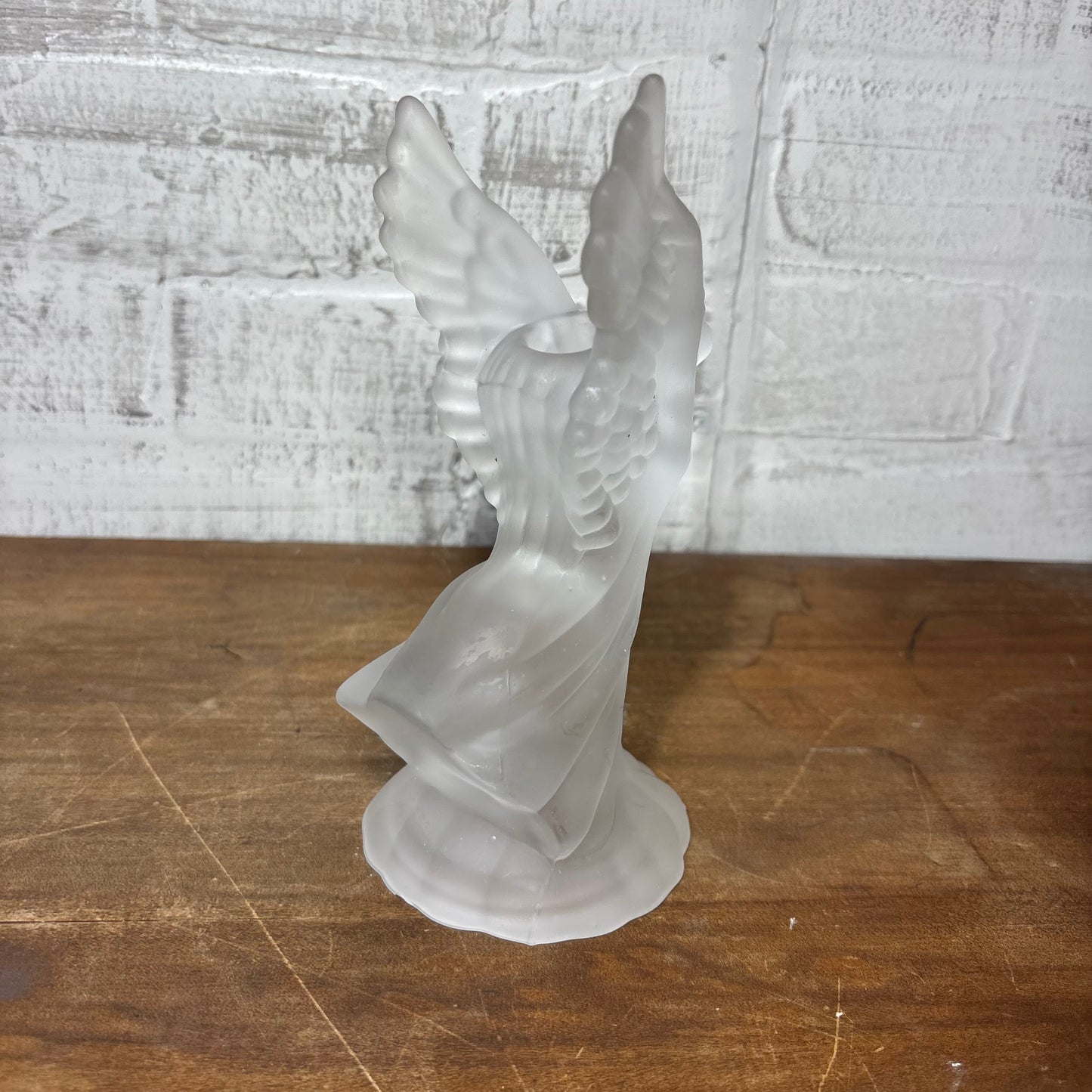 Vintage Frosted Glass Angel Candle Holder