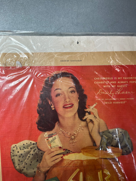 1947 Chesterfield Cigarettes Print Ad Dorothy Lamour Wild Harvest Movie