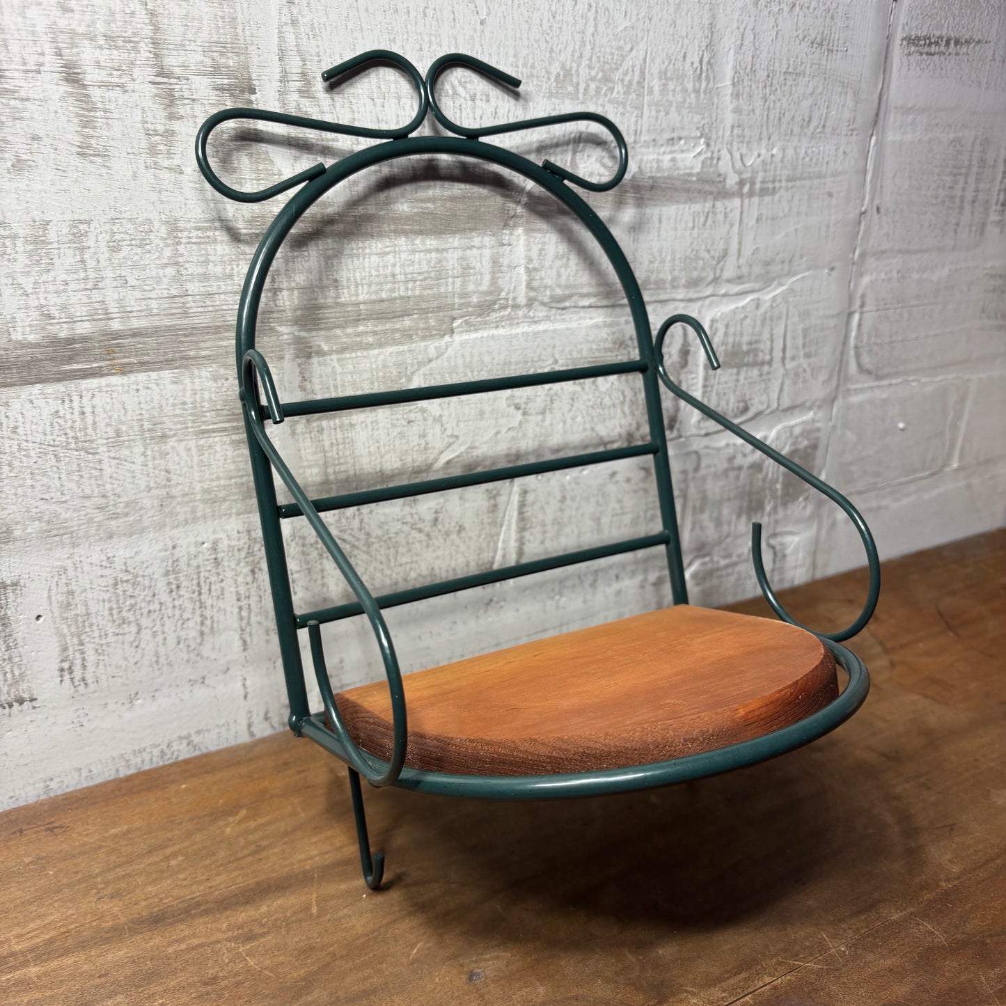 Vintage Green Wire & Wood Shelf