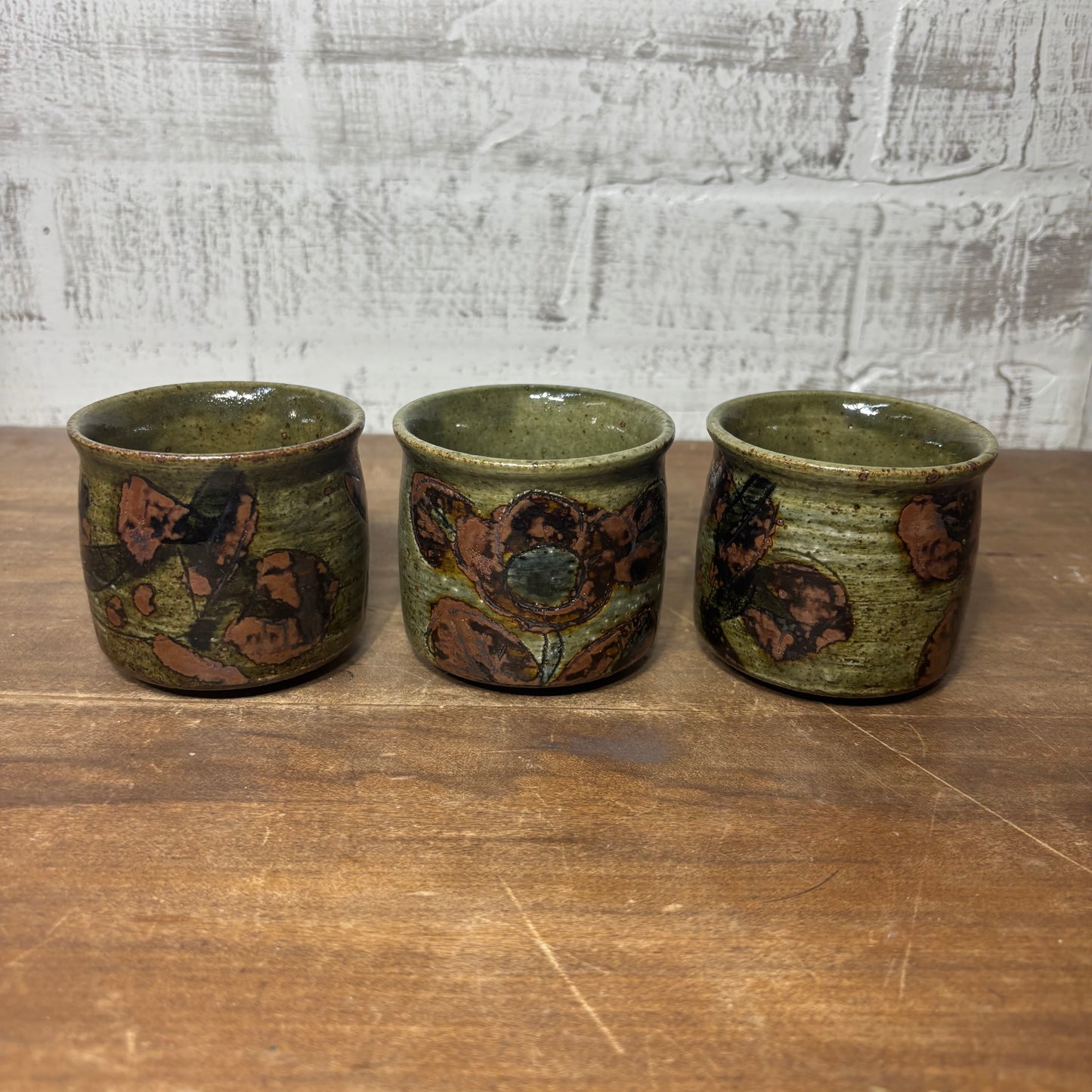 Vintage OMC Japan Stoneware Sake Cups Set of 3