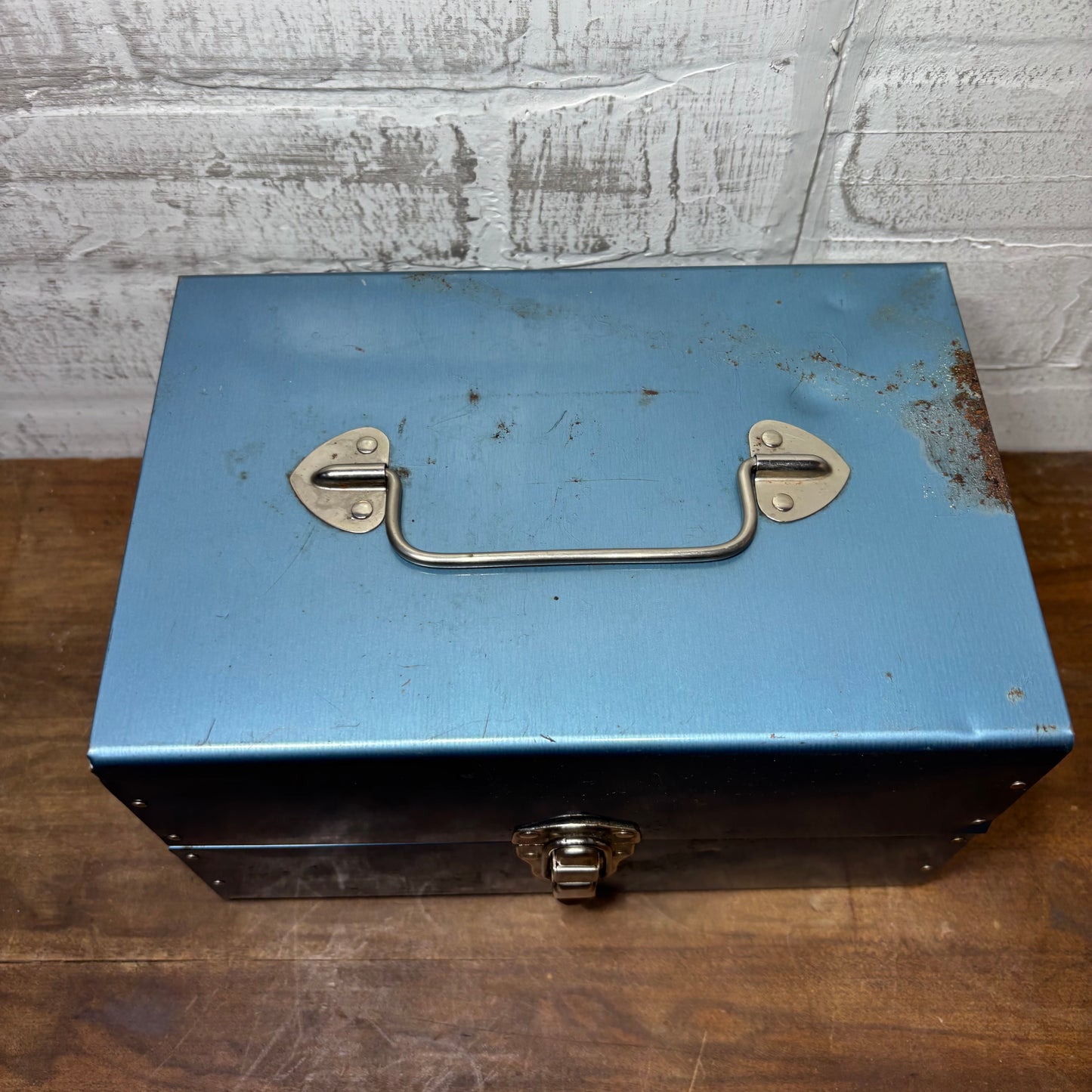 Vintage Blue Metal Film Reel Storage Case