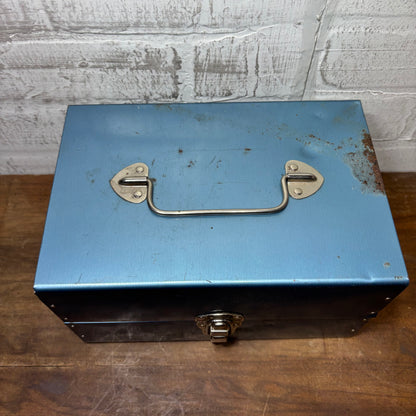 Vintage Blue Metal Film Reel Storage Case