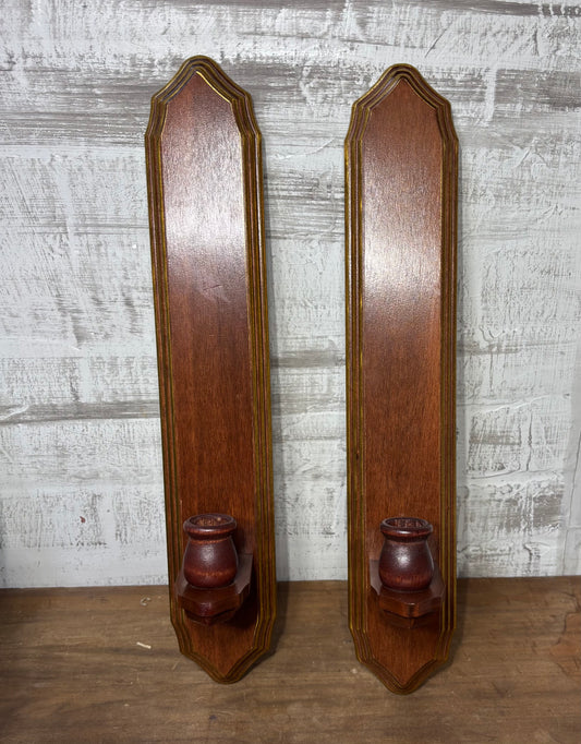 Vintage Wooden Wall Sconce Candle Holder