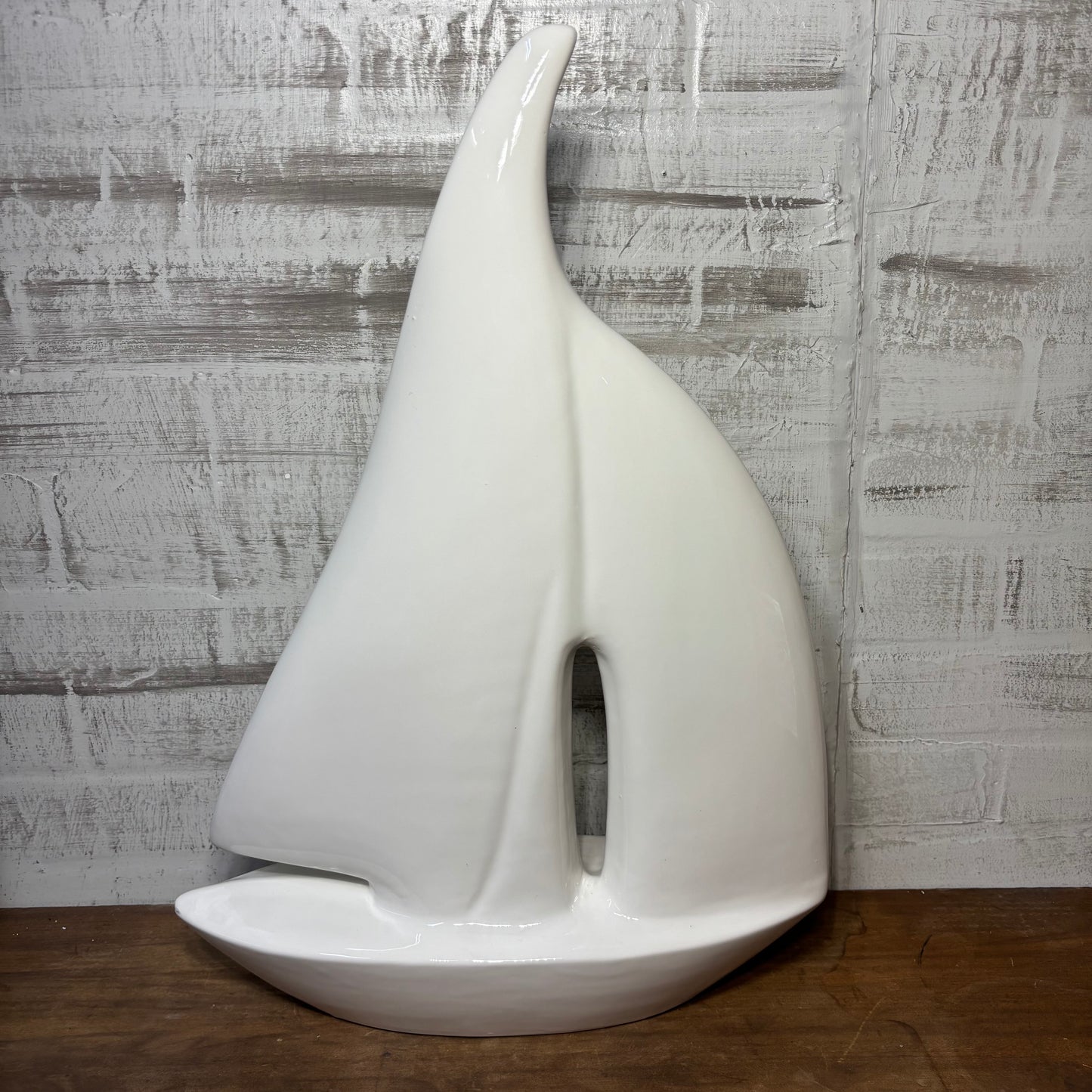 Vintage White Ceramic Nautical Sail Boat