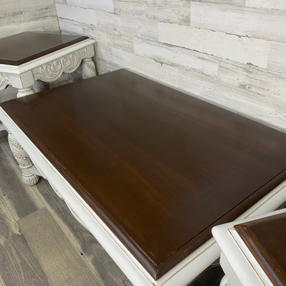 3pc White Coffee & End Table Set