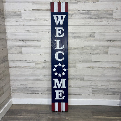 Double Sided Wooden Welcome Home Sign with Patriotic Design