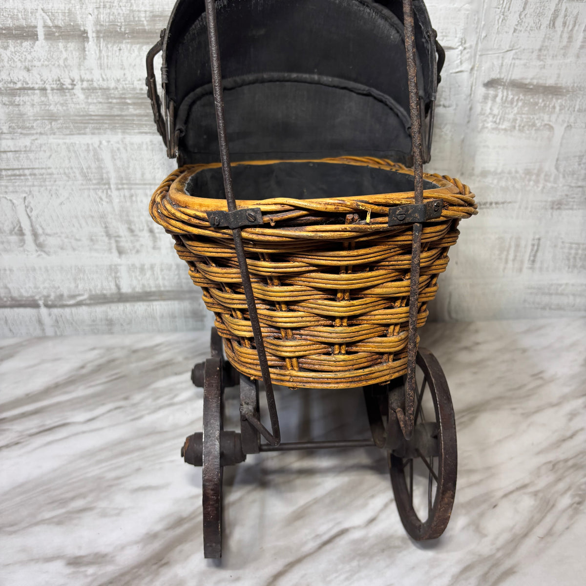 Vintage Antique Style Miniature Wicker Doll Carriage