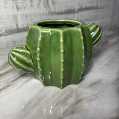 Glossy Green Cactus Ceramic Planter
