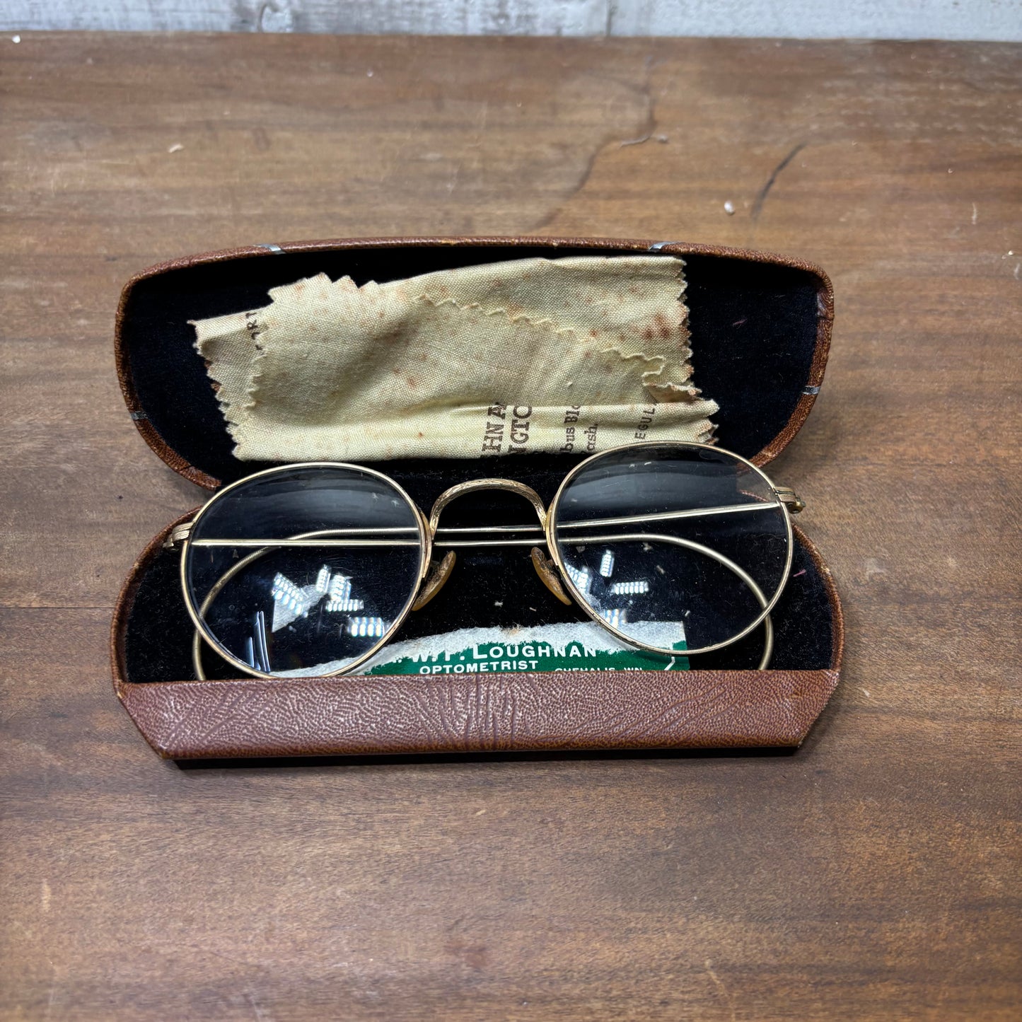 Vintage Round Glasses And Case