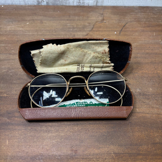 Vintage Round Glasses And Case