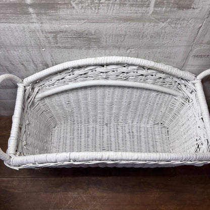 Vintage White Wicker Magazine Holder