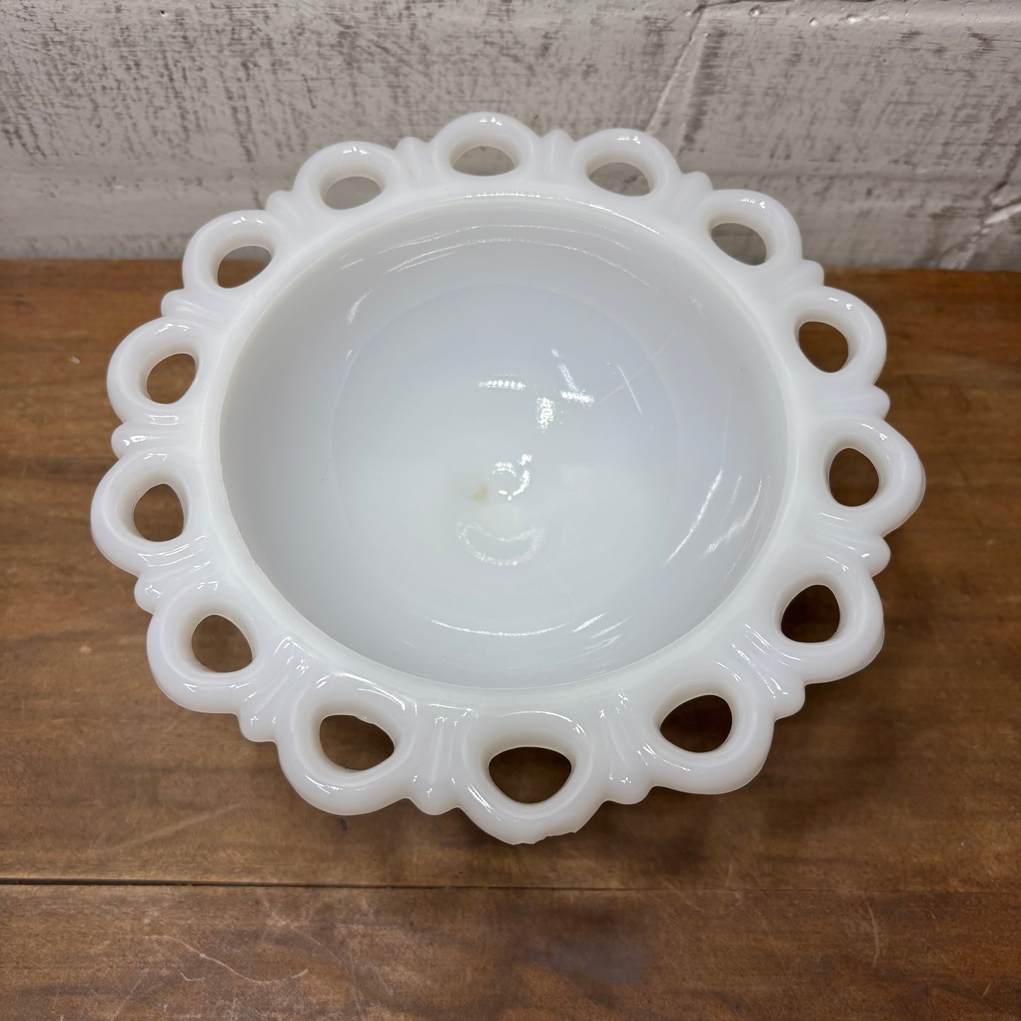 Vintage Anchor Hawking Milk Glass Pedestal Bowl