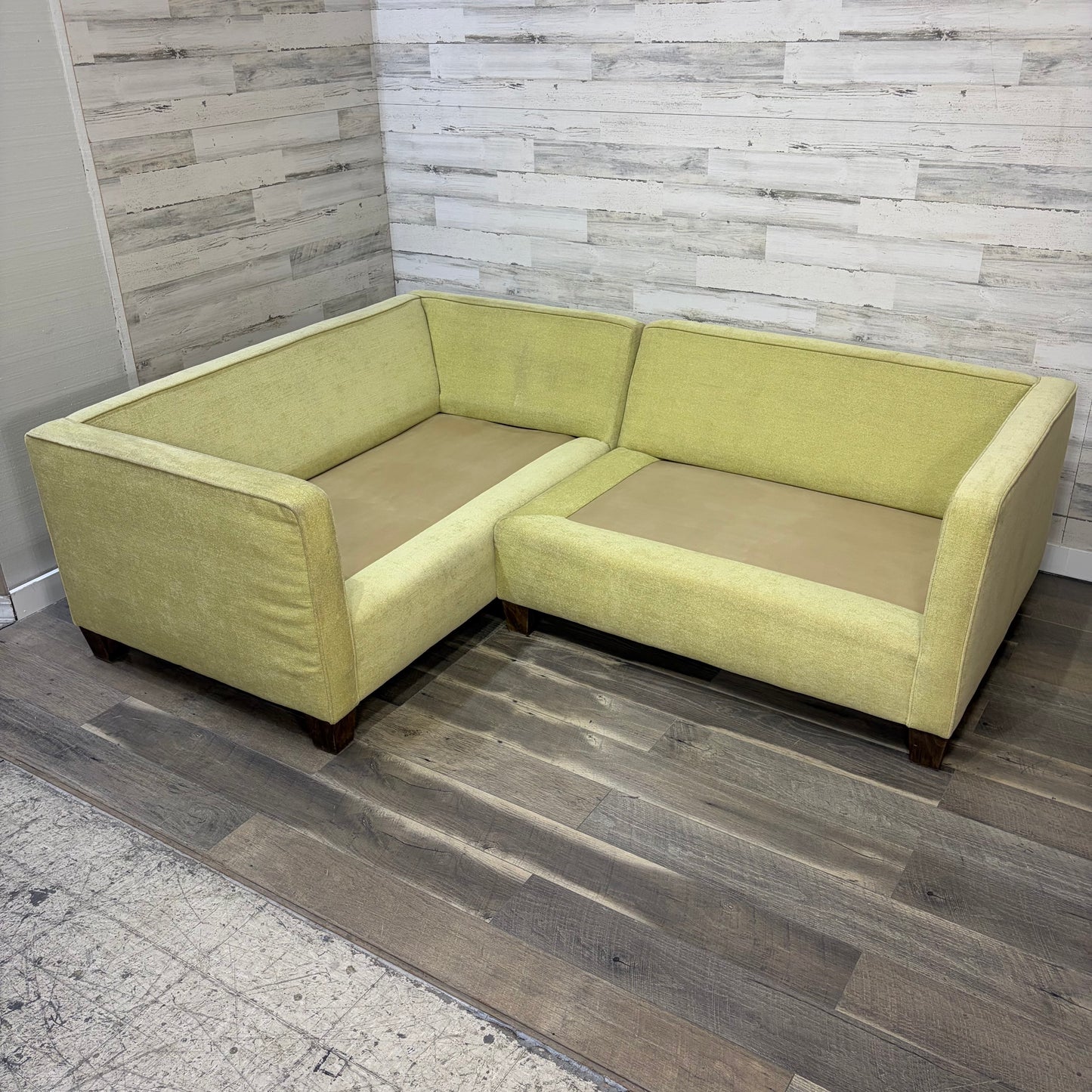 Small 2pc Green Sectional Couch
