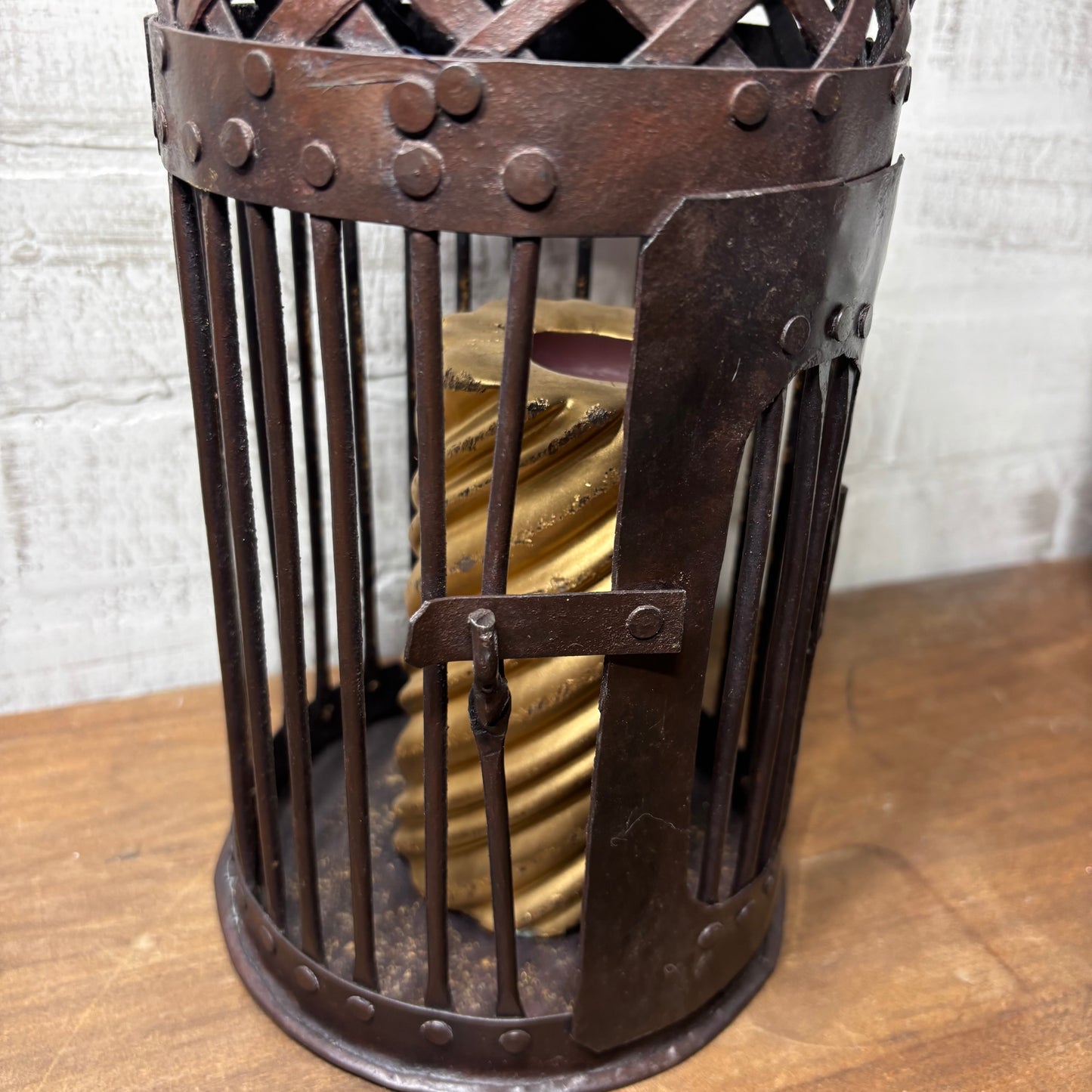 Vintage Metal Bird Cage Candle Holder