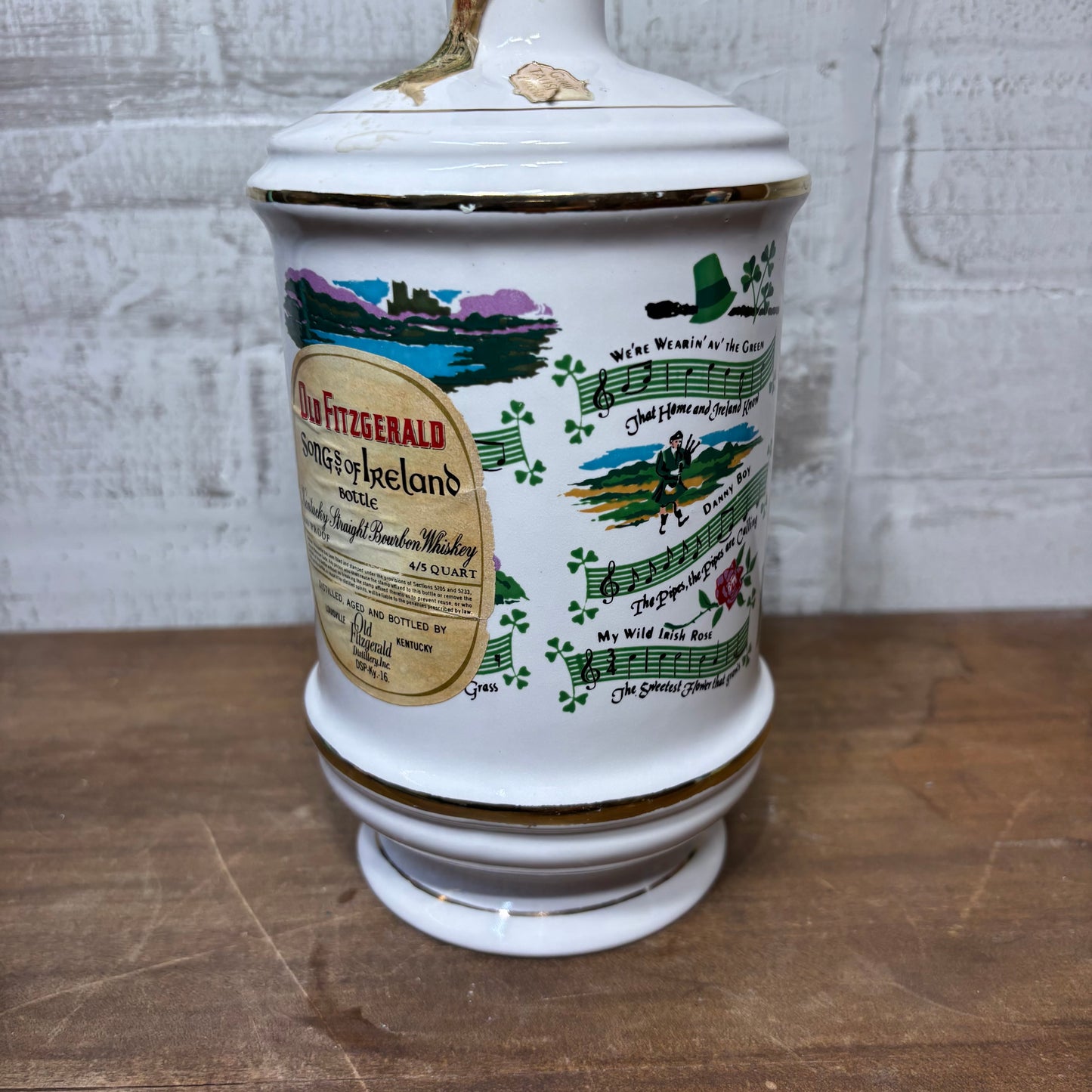 Vintage Old Fitzgerald “Song Of Ireland” 1974 Decanter Bottle