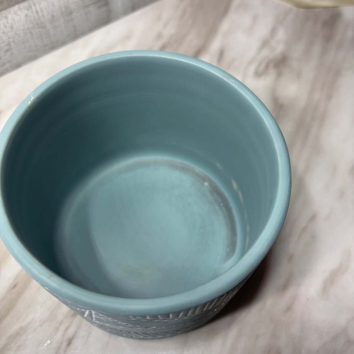 Etched Leaf Pattern Ceramic Plant Pot