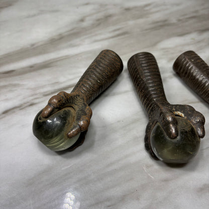 Antique Claw Foot Cast Iron Metal Glass Ball Table Feet Set Of 3