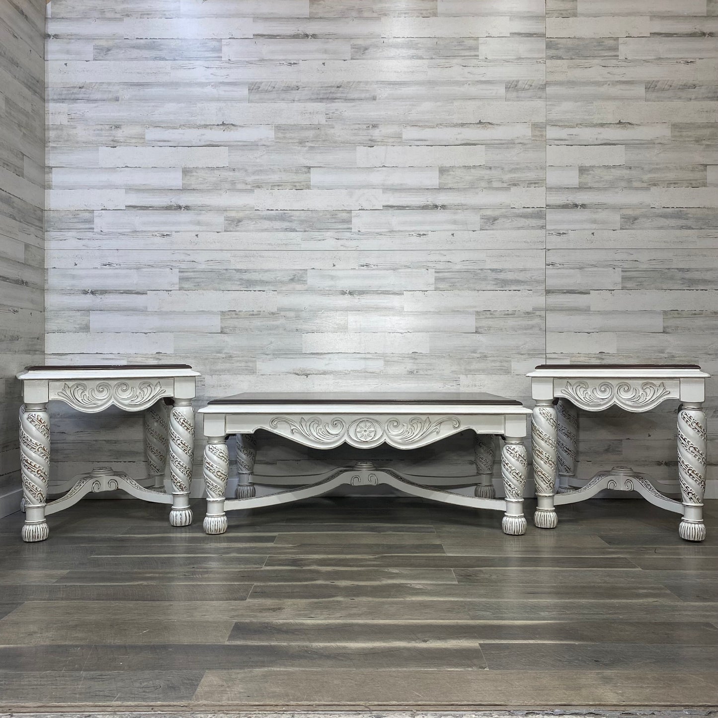 3pc White Coffee & End Table Set