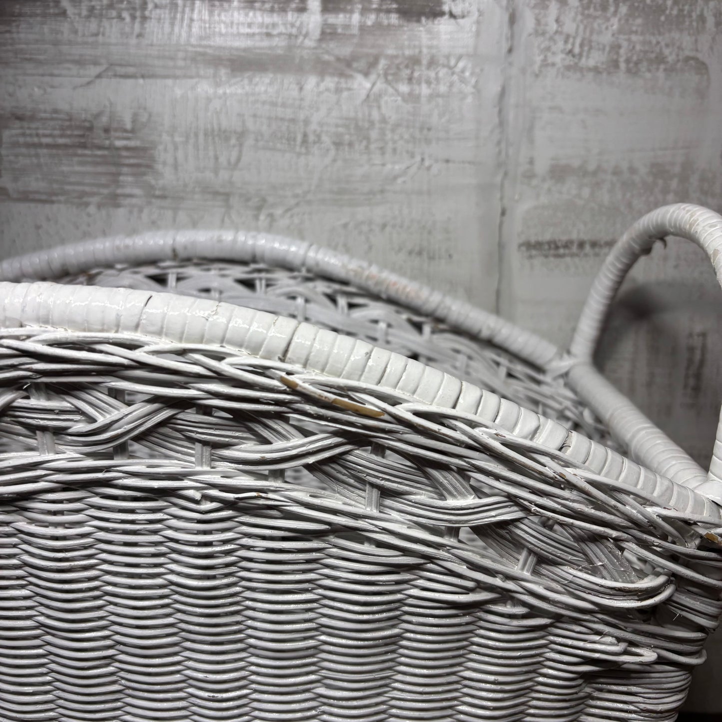 Vintage White Wicker Magazine Holder