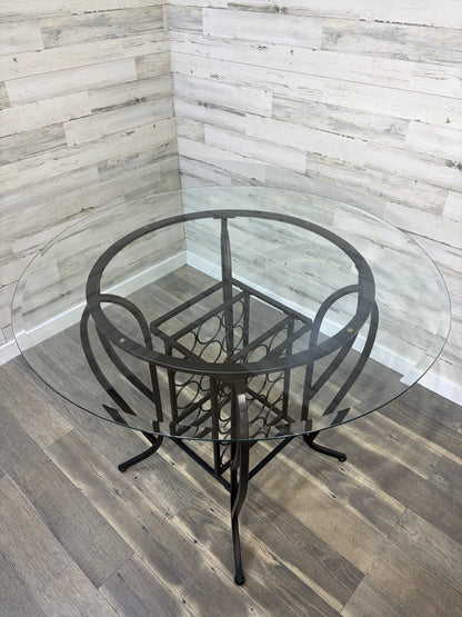 Pub Height Glass Table & 3 Chairs