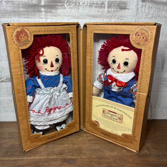 Raggedy Ann & Andy Dolls W/ Certificate Of Authenticity New In Box Set
