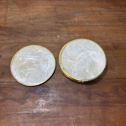 Vintage Capiz Set Of 6 White Shell Coasters