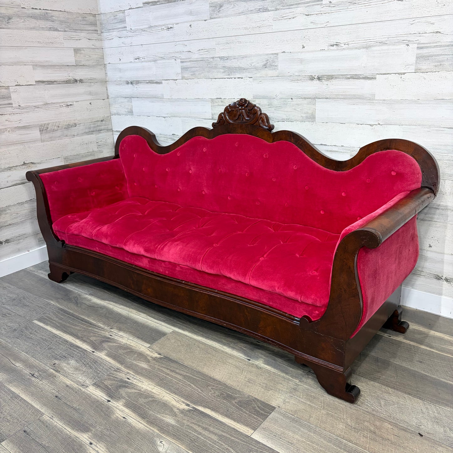 Antique Red Victorian Sofa Couch