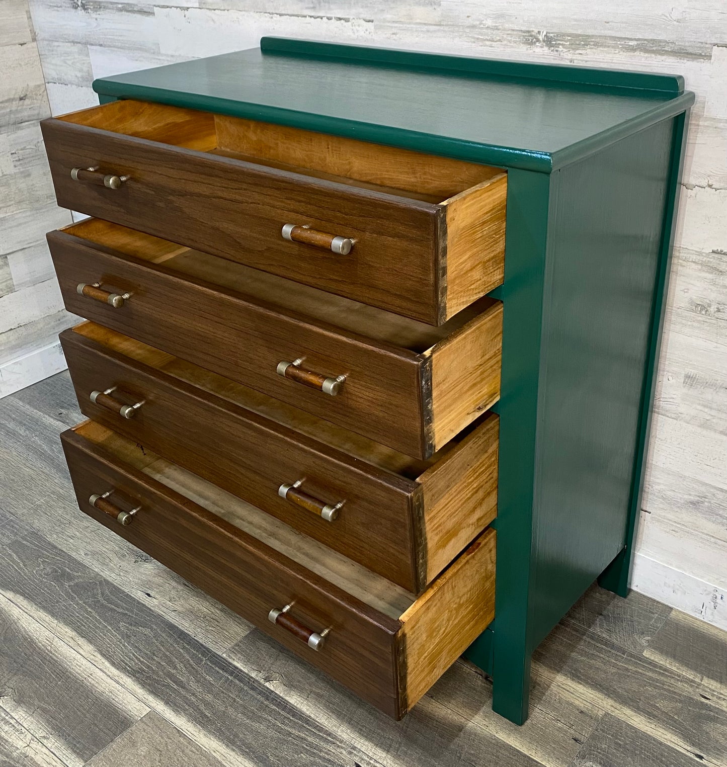 Antique Green & Wood Dresser