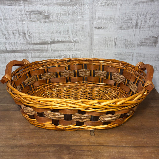 Multi Toned Woven Pattern Oval Basket