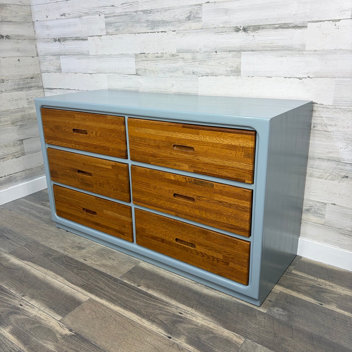 Refinished Oak & Blue Dresser