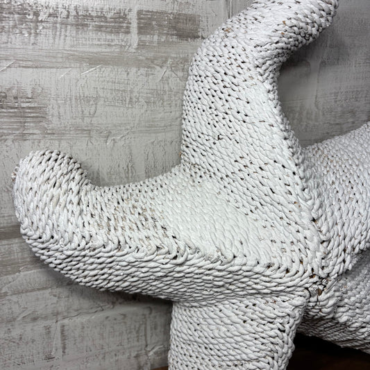 Vintage Nautical White Woven Rope Starfish Wall Decor