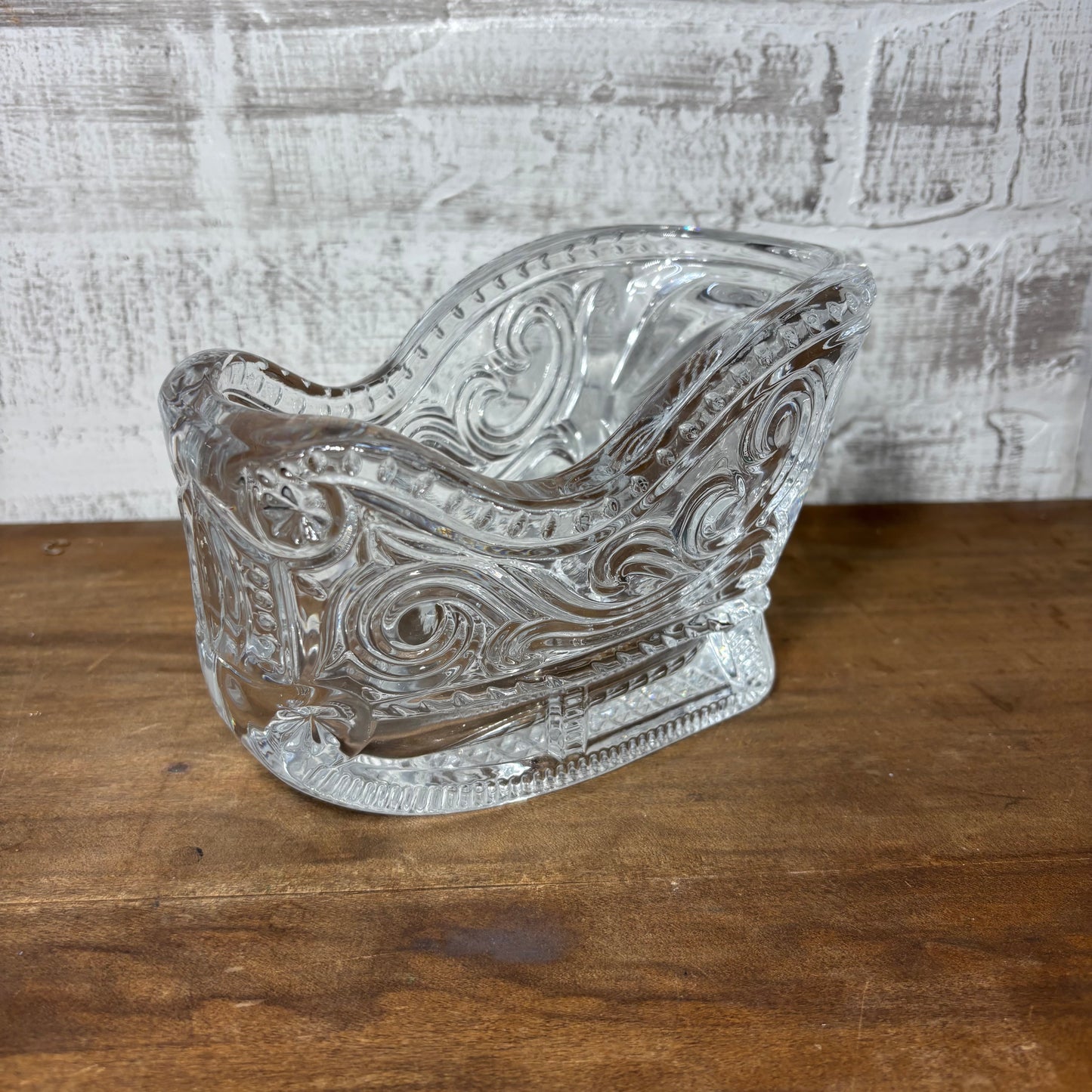Avon Crystal Glass Sleigh Centerpiece