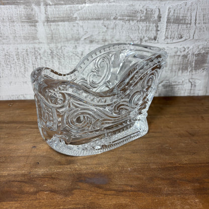 Avon Crystal Glass Sleigh Centerpiece