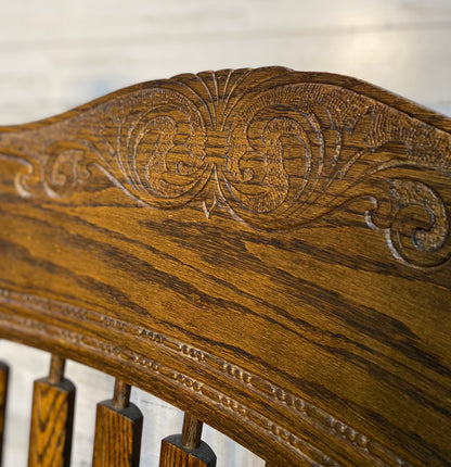Antique Oak Rolling Office Desk Chair