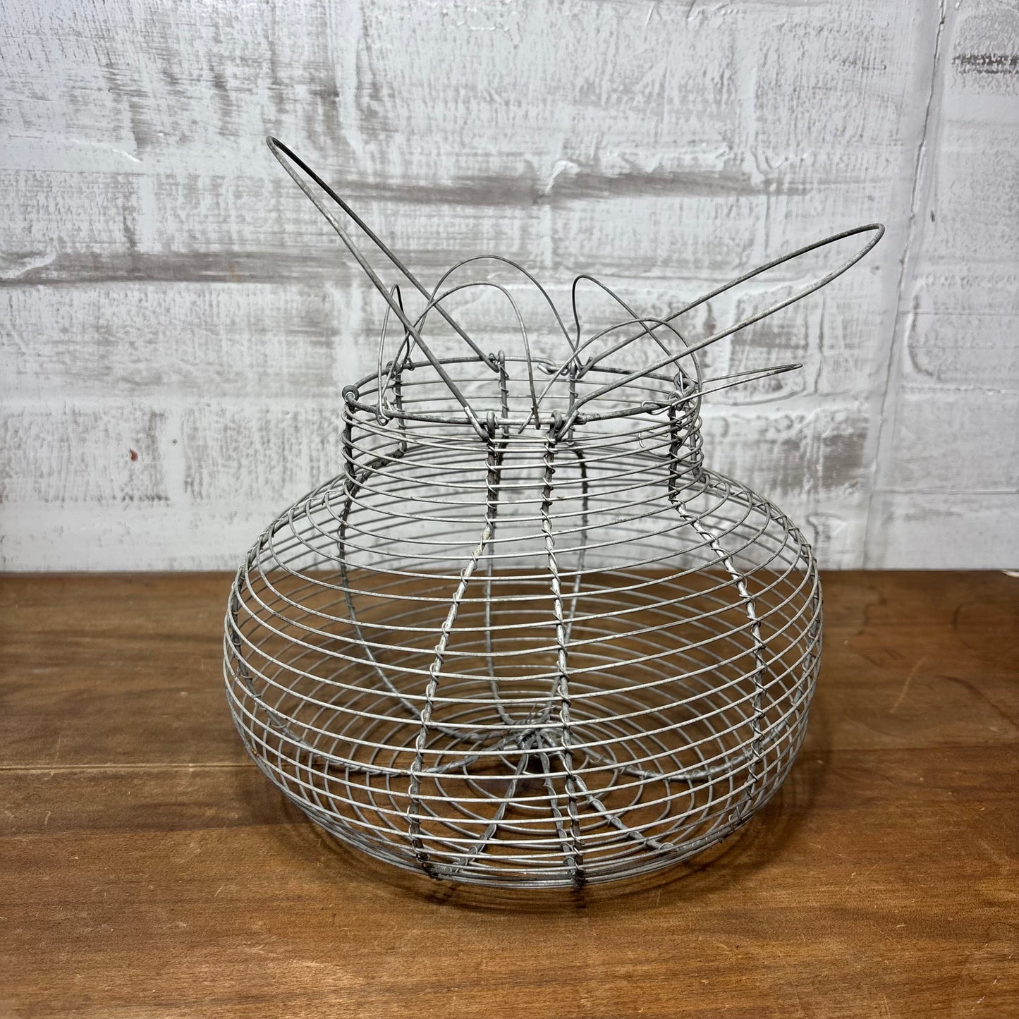 Antique Metal Wire Egg Gathering Basket