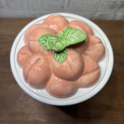 Vintage Treasure Craft Hopscotch Fruit Ceramic Peaches Canister