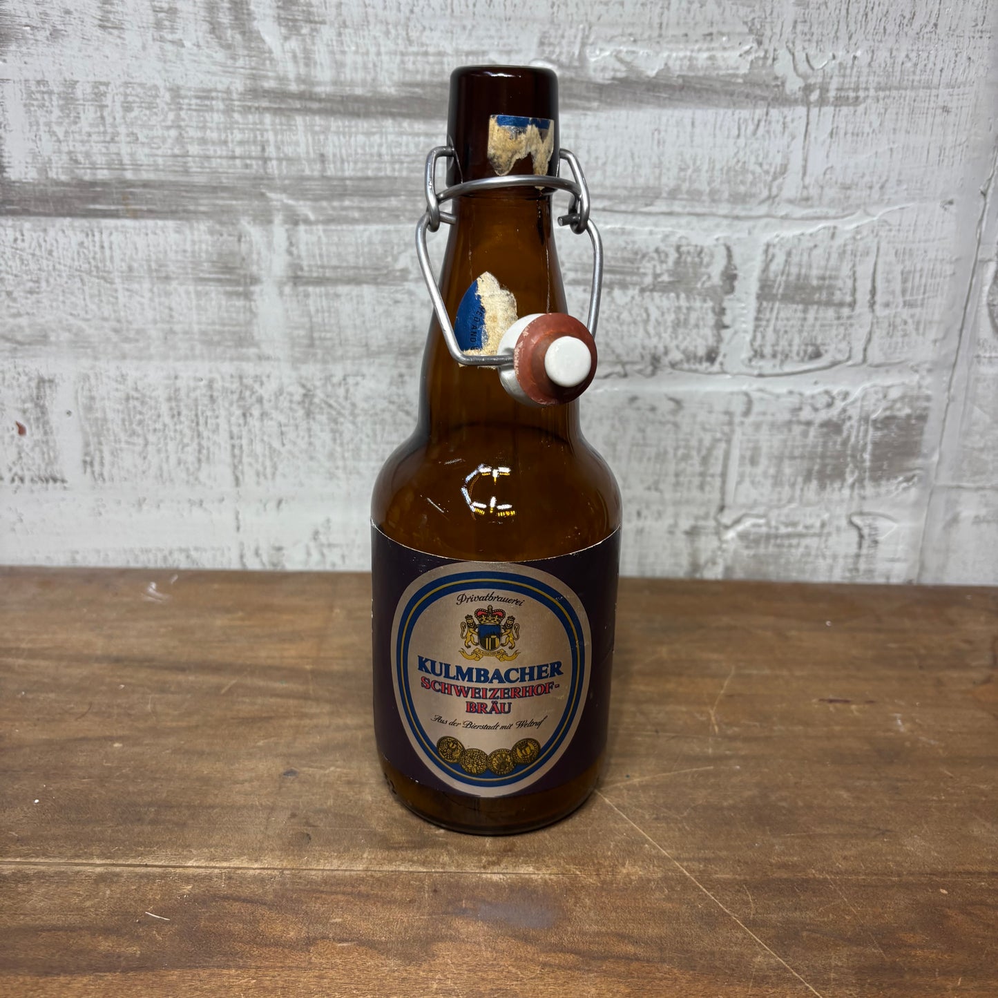 Vintage Kulmbacher Schweizerhof-Brau Amber Glass Bottle